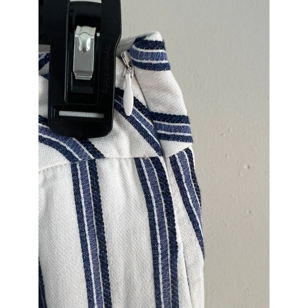 Free People Womens XS Blue White Striped Wide Leg High Waisted Pants